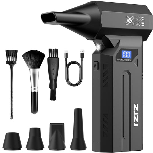 ZJZJ Compressed Air Duster, 150000RPM Powerful Electric Air Duster, 4-Gears Adjustable Cordless Air Blower with LED Light, Rechargeable Dust Blower for Computer, Keyboard, Outdoor, Home and Car