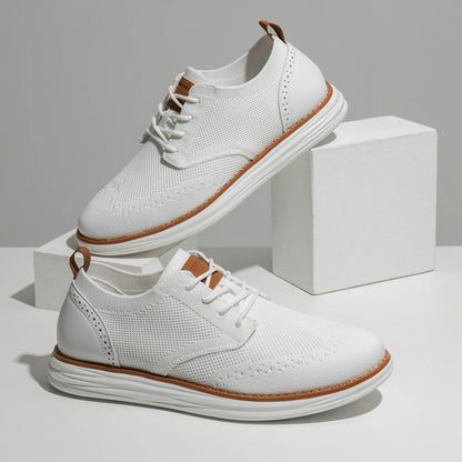 Bruno Marc Men's KnitFlex Craft Mesh Oxfords Sneakers Casual Dress Lace-Up Lightweight Walking Shoes,Size 10.5,White,SBOX2406M