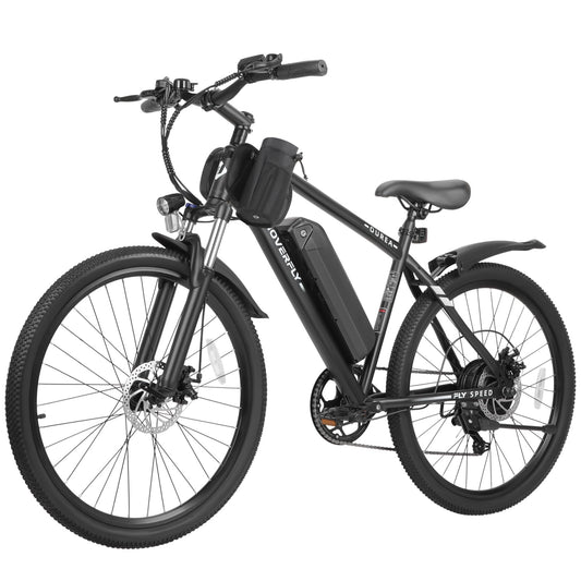 HOVERFLY OUREA 26" Electric Bike for Adults, 750W Peak Motor Mountain Ebike, 20MPH Up to 40 Miles, UL2849 Certified, 7-Speed, Removable Battery, Shock Absorber, Fat Tire Commuter E-Bike