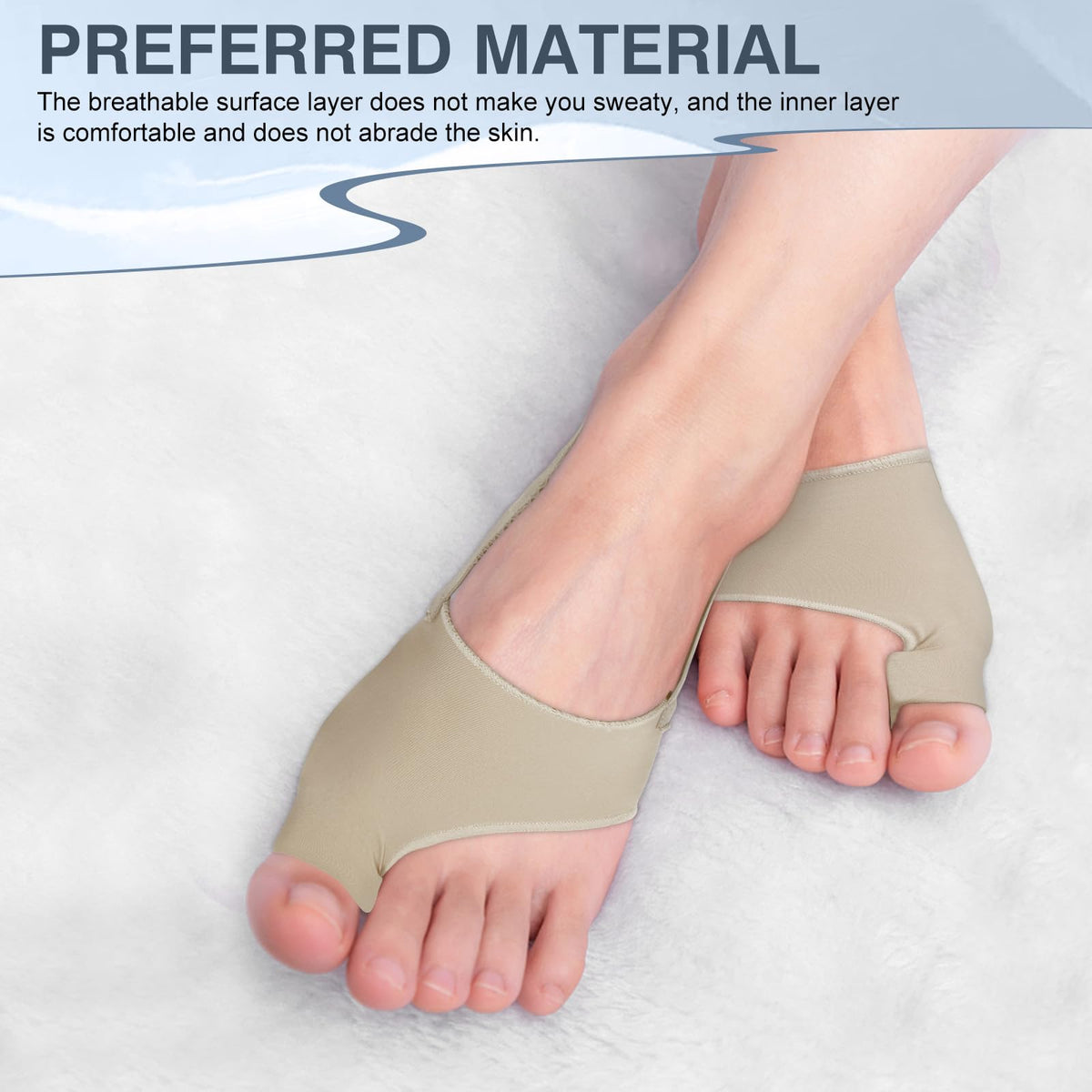 KTSAY 2PCS Bunion Corrector for Women & Men, Big Toe Straightener with Splint & Pads, Comfortable & Breathable for Day/Night Support, Hallux Valgus Pain Relief Non-Slip Socks (1, Beige)