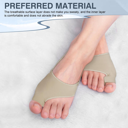 KTSAY 2PCS Bunion Corrector for Women & Men, Big Toe Straightener with Splint & Pads, Comfortable & Breathable for Day/Night Support, Hallux Valgus Pain Relief Non-Slip Socks (1, Beige)