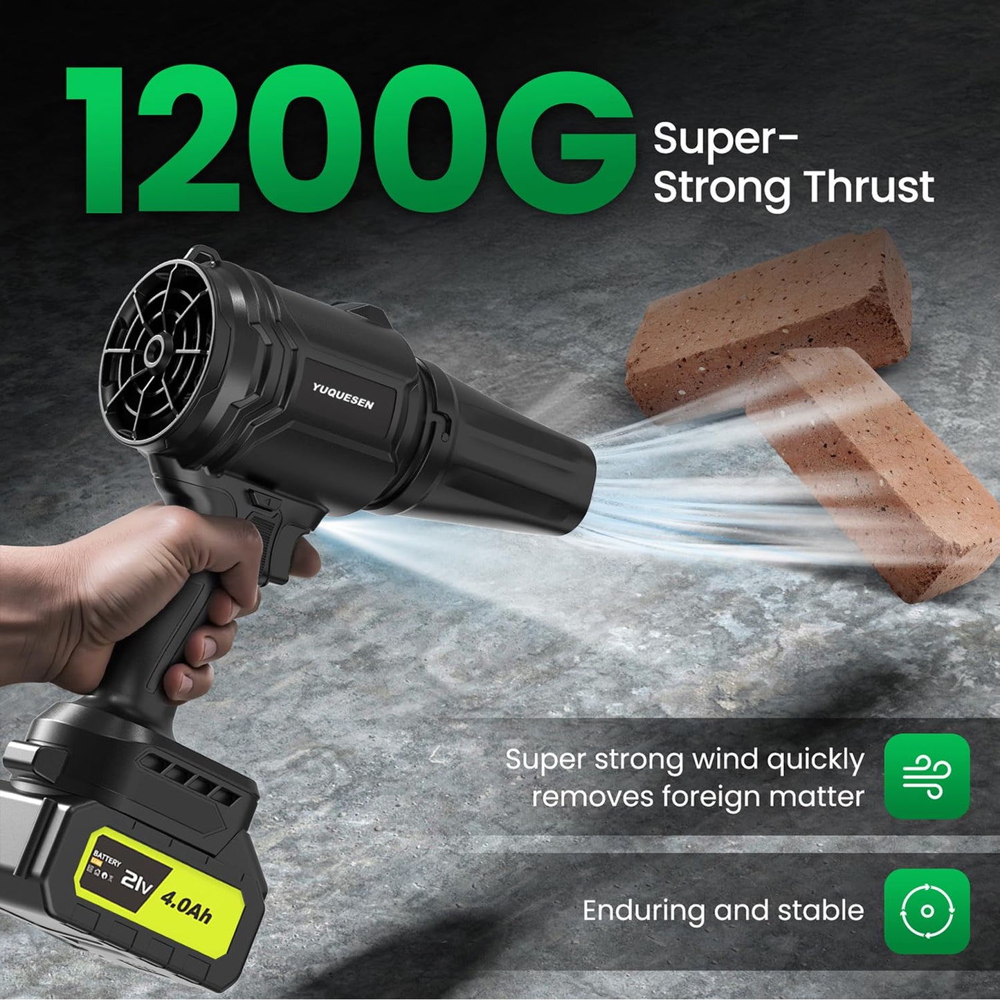 Cordless Leaf Blower, 600000RPM Handheld Leaf Blower with 2 X 4.0Ah Batteries & Charger, Lightweight Leaf Blowers for Patio Cleaning, Lawn Care, Leaves, Dust