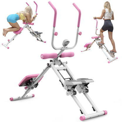 KINMAC 2 in 1 Stair Stepper & Ab Workout Machine - Multi-Function Trainer-Upgrade High-Efficiency Stairmaster & Ab Trainer Machine Full-Body Exercise Equipment for Home Gym Exercise -White Pink