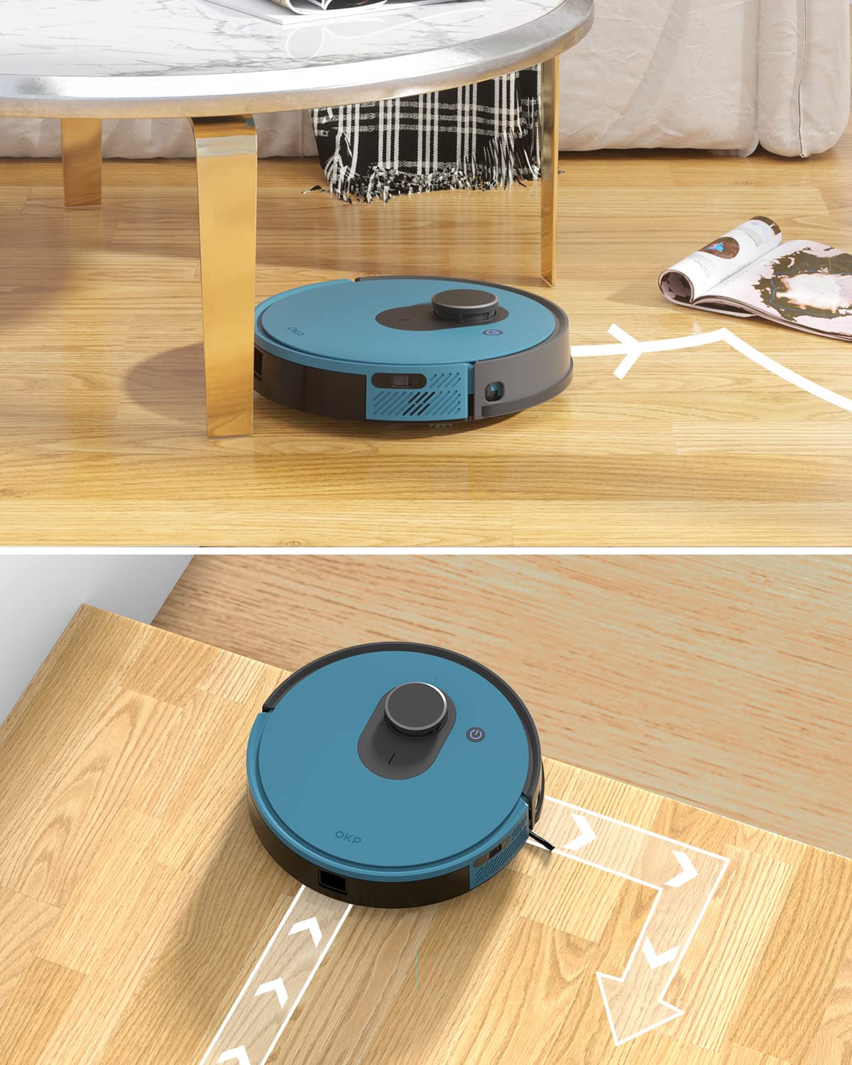 OKP L1 Robot Vacuum with 4000Pa Suction Power 180min Runtime, LIDAR Navigation, Smart Mapping, APP/Voice/Remote Control, Self-Charging, Smart No-Go Zone, for Hard Floors Pet Hair and Carpets