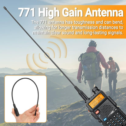 BAOFENG UV-5R Ham Radio Handheld Long Range 8w Upgrade UV5R Walkie Talkies M-5R 5RX Rechargeable 3800mAh Battery Multi Band Two Way Radio for Hunting Hiking,2 Pack (M-5R-4 Antenna)