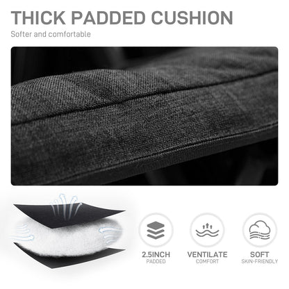 EVER ADVANCED Oversized Folding Rocking Camping Chair, Padded Portable Rocker Chairs for Patio, Lawn and Outdoors, Heavy Duty Hard Armchair for Adults Supports 400lbs, Black