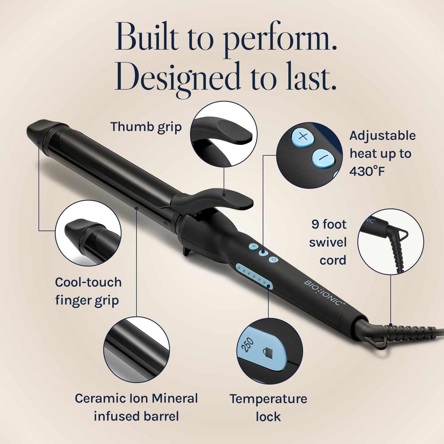 Bio Ionic Long Barrel Styler, 1.25 inch Curling Iron with Moisture Heat Technology & NanoIonic MX, Verstatile Curling Wand with Longer Barrel for Medium Sized Defined Curls