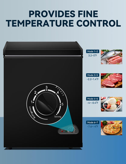 7.0 Cu Ft Chest Freezer - Energy Saving Quiet Top Open Door Mini Freezer Adjustable 6 Thermostat - Compact Small Deep Freezer w/Removable Basket and Defrost Water Drain for Home/Apartment/Garage