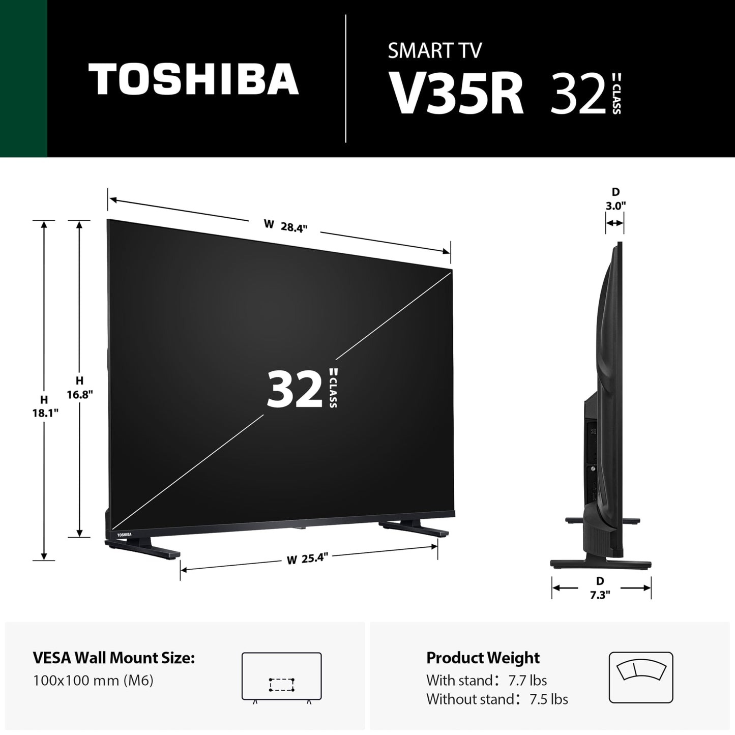 TOSHIBA 32" Class V35 Series LED FHD Smart Fire TV, Voice Remote with Alexa, Stream Live TV Without Cable