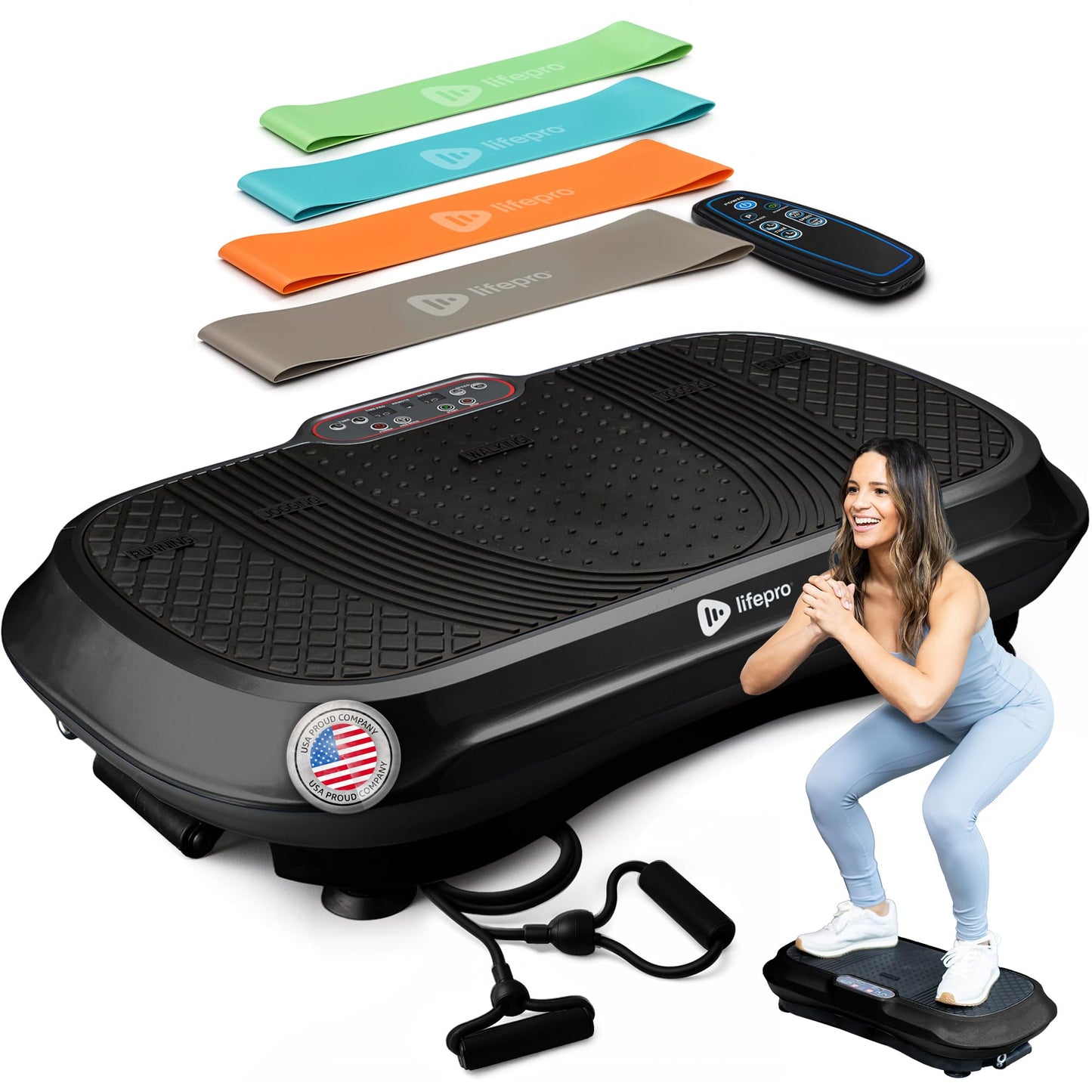 LifePro Vibration Plate Exercise Machine - Whole Body Workout Vibration Fitness Platform w/ Loop Bands - Home Training Equipment for Weight Loss & Toning (Black)