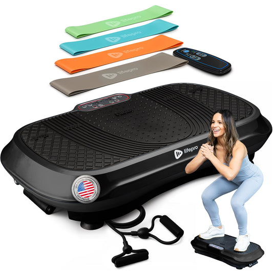 LifePro Vibration Plate Exercise Machine - Whole Body Workout Vibration Fitness Platform w/ Loop Bands - Home Training Equipment for Weight Loss & Toning (Black)