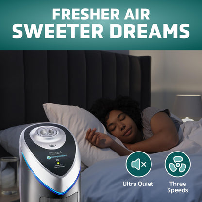 GermGuardian 4-In-1 HEPA Air Purifier for Home, Large Rooms Up To 743 Sq. Ft. with HEPA Air Filter, UC-V Light & Odor Reduction, AC4825E, 22" Tower, Gray