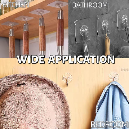 DDMY Heavy Duty Hook 24 Pack Self Adhesive Hooks for Hanging Wall Hooks Transparent Reusable Waterproof Adhesive Sticky Hook for Kitchen Curtain, Towel Bathroom,Coat Shower Door Utility No Damage