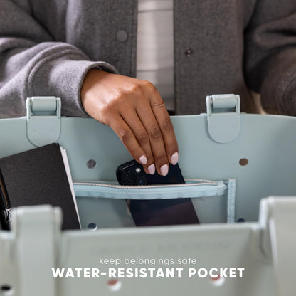 Simple Modern Extra-Large Beach Bag | Waterproof Getaway Rubber Tote with Zipper Pocket for Travel, Pool, Boat, Groceries, Sports | Almond Birch