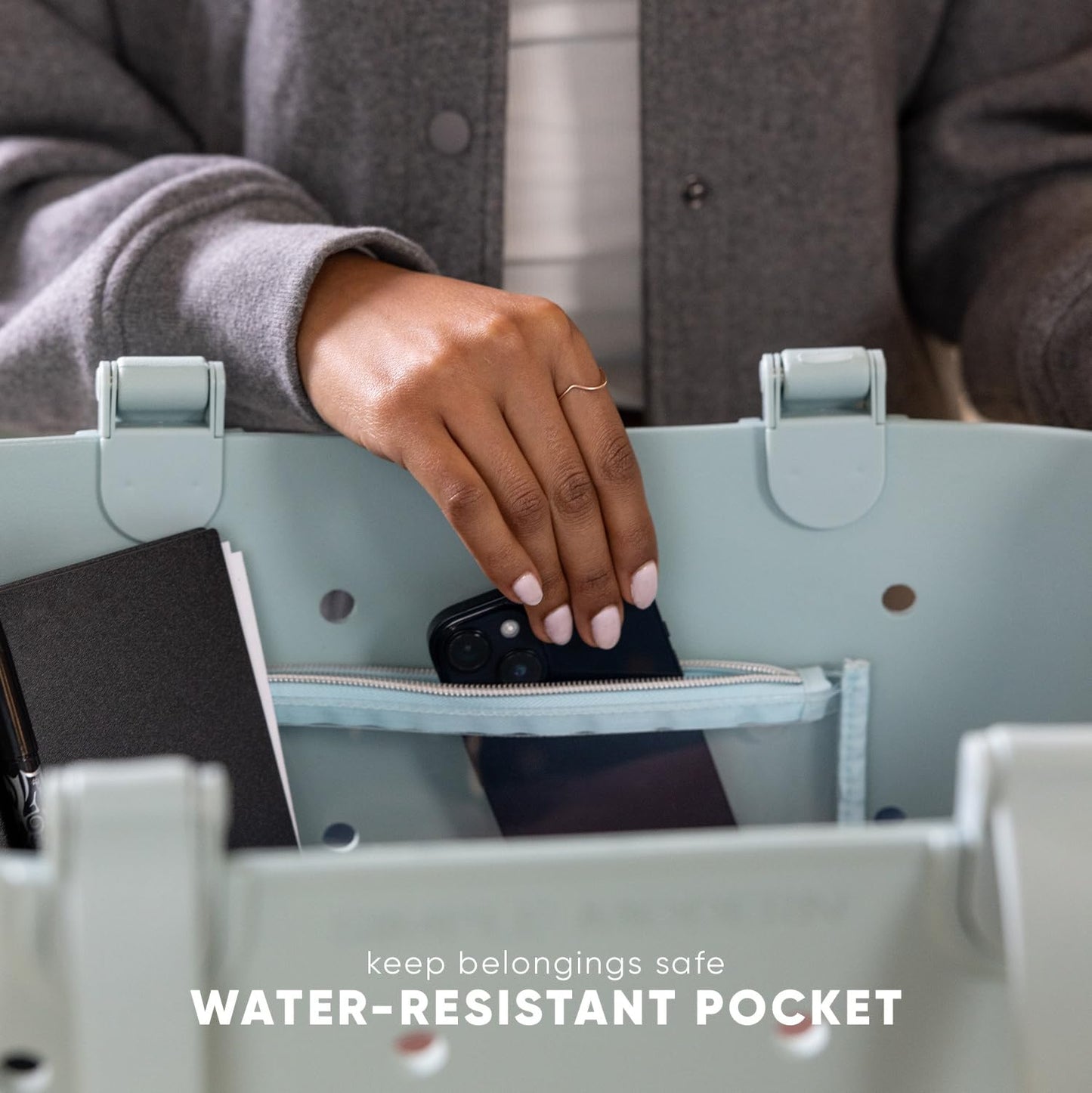 Simple Modern Large Beach Bag | Waterproof Getaway Rubber Tote with Zipper Pocket for Travel, Pool, Boat, Groceries, Sports | 80s Mix