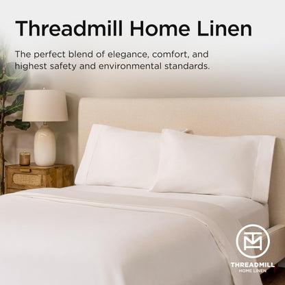 Threadmill Luxury 1200 Thread Count Supima Cotton Sheets, 4 Pc White King Size Sheet Set, 5-Star Hotel Quality with Deep Pocket
