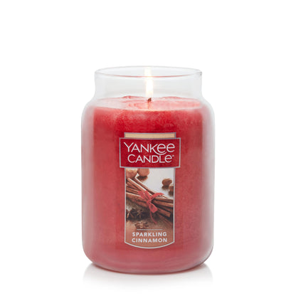 Yankee Candle Sparkling Cinnamon Scented, Classic 22oz Large Jar Single Wick Candle, Over 110 Hours of Burn Time | Holiday Gifts for All: Perfect for Fall and Winter Decor