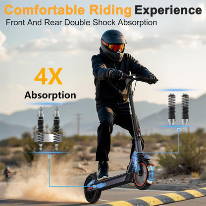 Electric Scooter, 20//22/27 Miles Long Range, 8.5"/10"/14" Tire, Powerful 350/500W Motor, Top Speed 19/22 MPH, Folding Escooter for Adults & Teens with Dual Braking (22Mph-500W-10''-Suspension)
