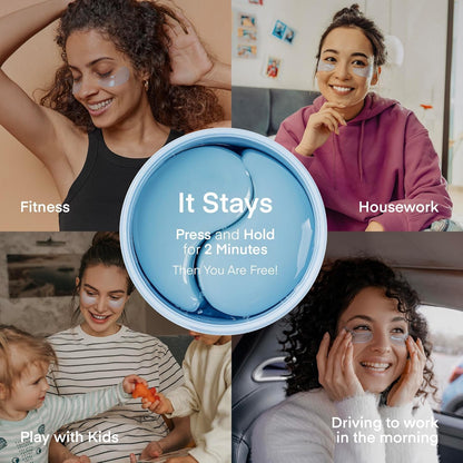 Terez & Honor Under Eye Patches for Dark Circles - 60 Korean Hydrogel Masks for Puffiness, Bags, Wrinkle with Caffeine, Hyaluronic Acid, Niacinamide - Undereye Hydrating & Cooling, Vegan, No Fragrance