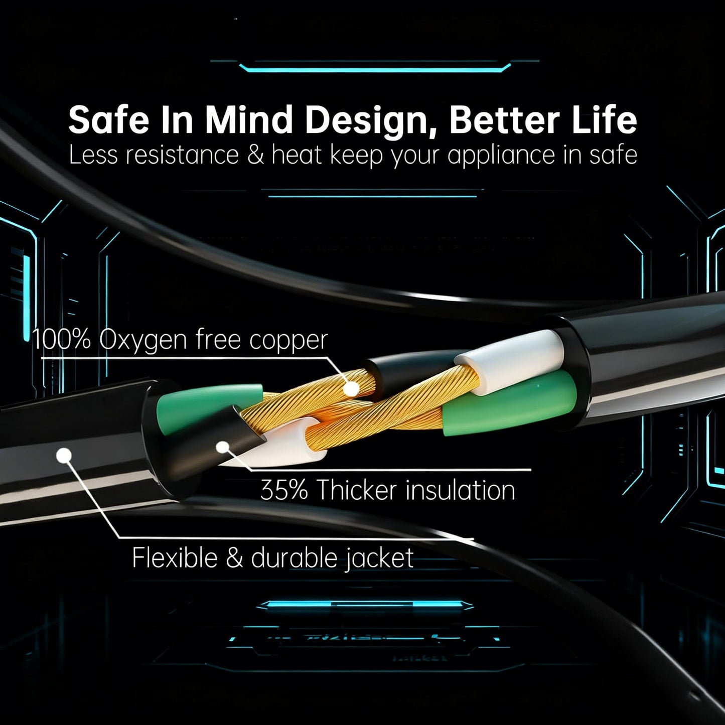 Blackcow Outdoor Power Extension Cord,25 Ft,IPX6 Waterproof, Cold Weather & Fireproof, Heavy Duty 3 Prong Cable,18AWG 125V 10A,FCC/ETL Certified for Outdoor/Indoor Use