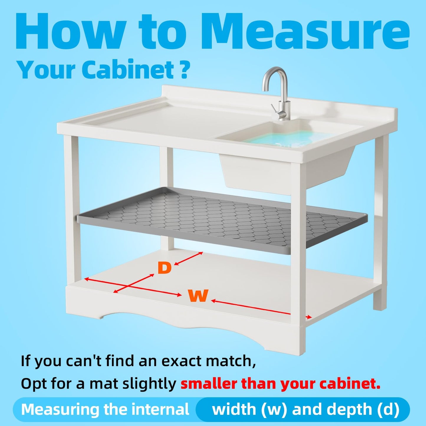 Winisok Waterproof Under Sink Mat 34" x 22" Cabinet Liner for Kitchen and Bathroom, Shelf and Counter Protector, Organizers and Storage, Silicone Drip Tray, Gadgets and Accessories