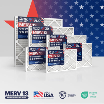 BNX TruFilter 18x20x1 Air Filter MERV 13 (12-Pack) - MADE IN USA - Electrostatic Pleated Air Conditioner HVAC AC Furnace Filters for Allergies, Pollen, Mold, Bacteria, Smoke, Allergen, MPR 1900 FPR 10