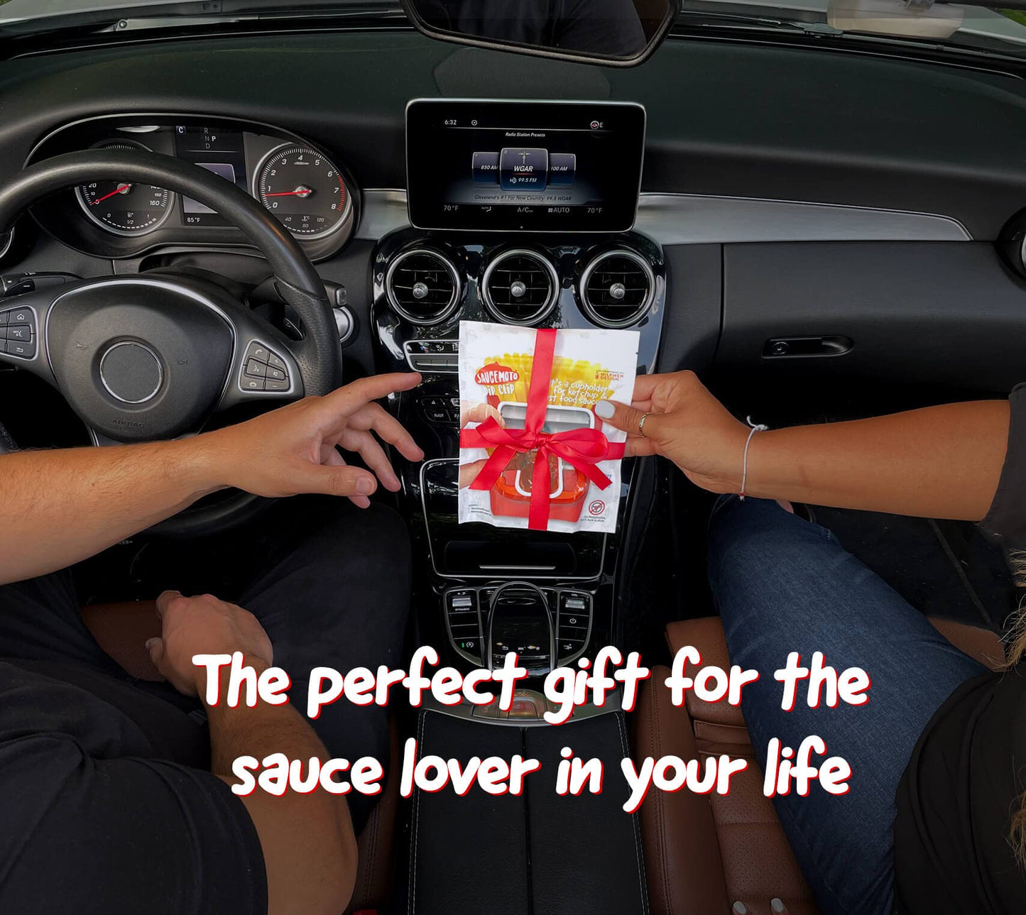 Saucemoto Dip Clip | An in-car sauce holder for ketchup and dipping sauces. As seen on Shark Tank (2 Pack, Black)