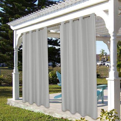 BONZER Outdoor Curtains for Patio Water Resistant Heavy Privacy Sunlight Blocking Grommet Outside Curtains for Porch, Pergola, Gazebo, 1 Panel, 54W x 120L inch, Silver