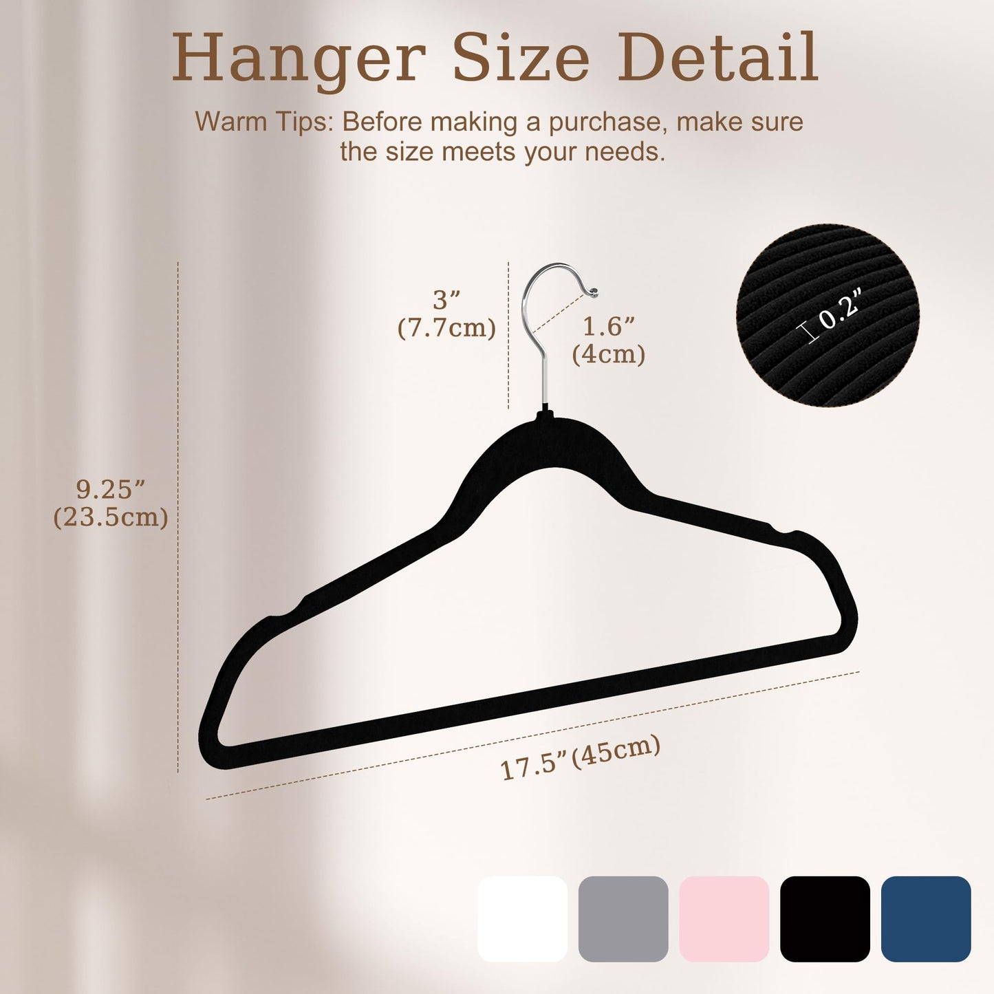 GETORO Velvet Hangers 30 Pack, Non Slip Space Saving Clothes Hangers with Metal Hooks, Black Felt Hangers, Heavy Duty Flocked Hanger, 17.5”W x 0.2”D x 9.25”H
