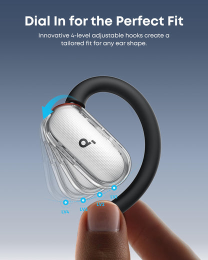 Soundcore V40i by Anker, Open-Ear Headphones, Clear Design, Lidless Case, 4 Adjustable Positions for Every Ear Size, Richer Bass, IP55, 21H Playtime, AI Clear Calls, Bluetooth 5.4, App Control