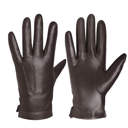 Harssidanzar Mens Leather Gloves Genuine Sheepskin Cashmere Lined Warm Touchscreen Texting Gloves SM052US (Brown(touchscreen), L)