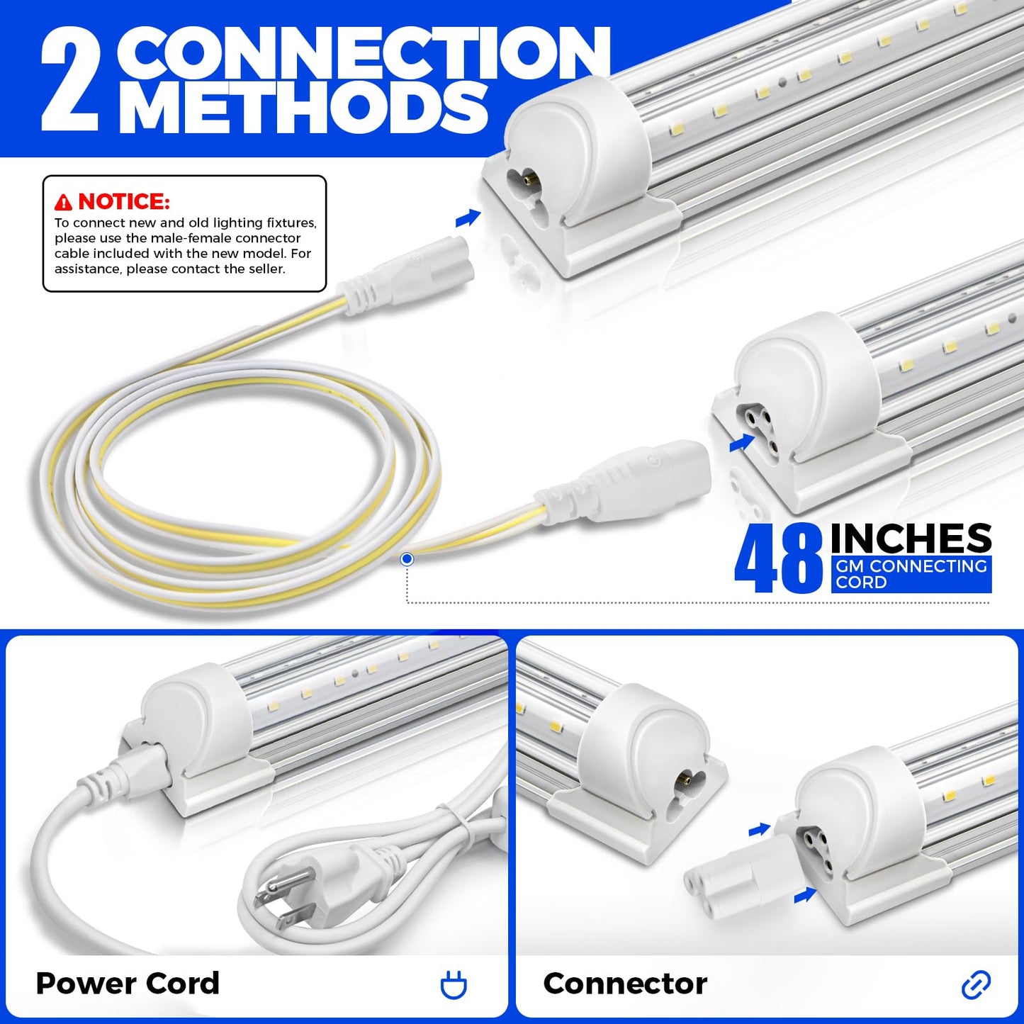 Barrina Plant Grow Light, 4FT 5000K Full Spectrum White, 252W(6 x 42W), T8 LED Grow Light, Growing Lamp Fixture, Plant Light for Indoor Plant, 6-Pack