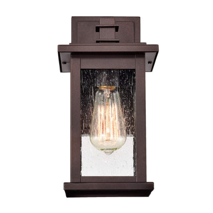 MICSIU 2 Pack Oil Rubbed Bronze Outdoor Light Fixtures, 12 Inch Exterior Wall Lighting with Clear Seedy Glass Shades, Waterproof Outside Light Fixtures for House, Porch, Entryway, Patio, Garage