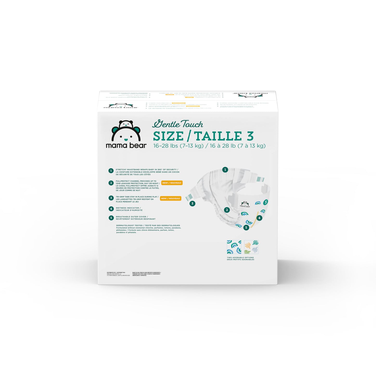 Amazon Brand - Mama Bear Gentle Touch Diapers, Size 3, 168 Count (4 packs of 42)