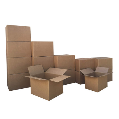 Amazon Basics Moving Boxes Kit, Small and Medium Cardboard Box Combo, 15 Pack, Assorted, Brown