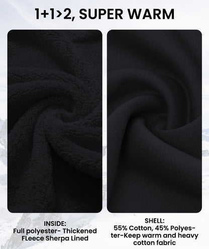 GEEK LIGHTING Hoodies for Men Heavyweight Fleece Sweatshirt - Full Zip Up Thick Sherpa Lined All black XL