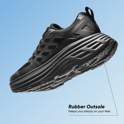 NORTIV 8 Women's Walking Shoes Cushion Running Tennis Shoes ActiveFloat Non-Slip Comfortable Breathable Workout Gym Sports Athletic Fashion Sneakers,Size 7.5,All Black,SNWS245W