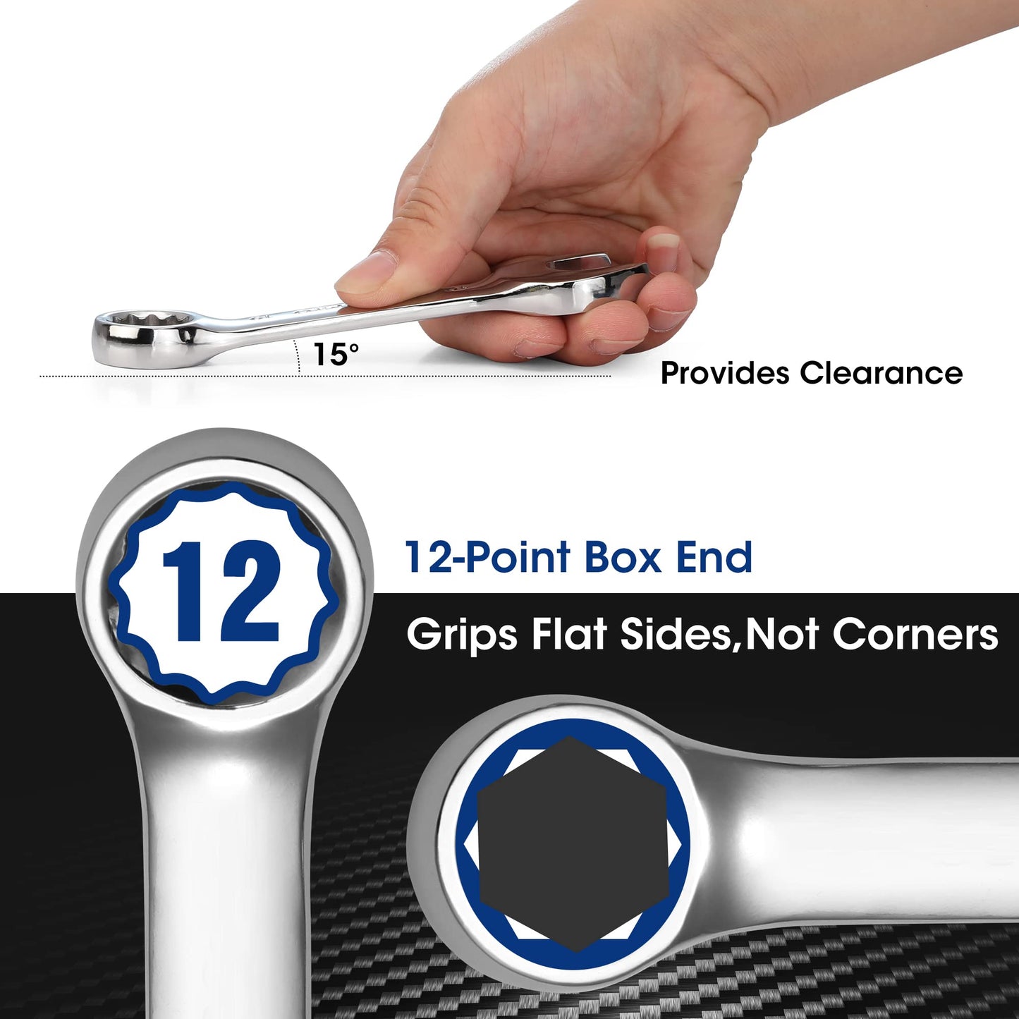 WORKPRO 12-piece Stubby Wrench Set, Metric 8-19mm, Cr-V Steel, Small Combination Wrenches Set with Premium Storage Case