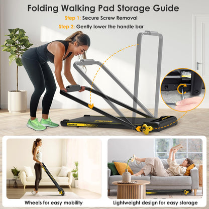 RuniRoX Walking Pad Treadmill with Incline, 3 in 1 Portable with Handle Bar and Lights, Under Desk for Home Office, with LED Display and APP