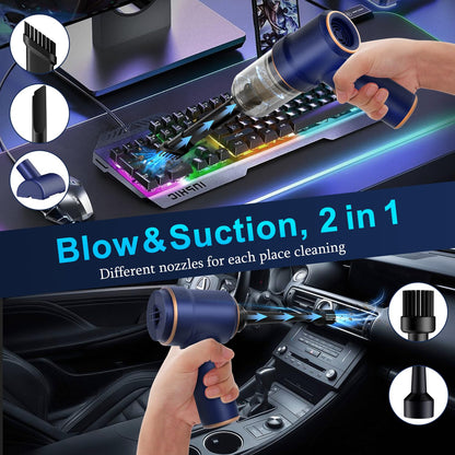 KMM Handheld Car Vacuum Cleaner, 9000Pa Vacuum Cleaner and Air Duster, 120W High Power Hand Held Vacuum with LED Light and Multi-Nozzles for Car, Home, Office, Pet