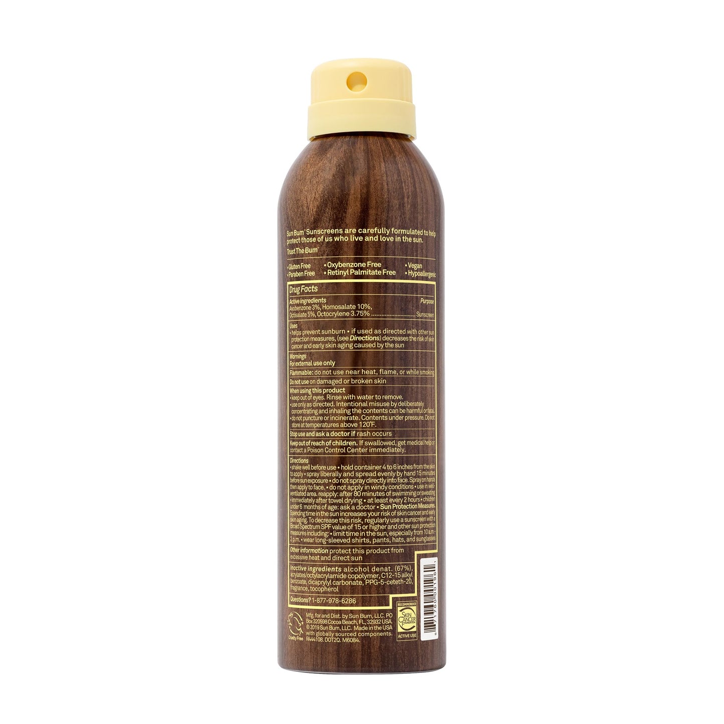 Sun Bum Original SPF 30 Sunscreen Body Spray - Broad Spectrum Moisturizing Sunscreen with Vitamin E - Hawaii 104 Act Compliant (Made without Octinoxate & Oxybenzone) - 6 oz