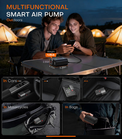 Tire Inflator Portable Air Compressor, 3X Faster Air Pump with APP, 160PSI 48LPM Electric Tire Pump with 20000 mAh Battery, 45W Faster Charging, Cordless Tire Inflator for Car SUV Pickup RV MPV Bike
