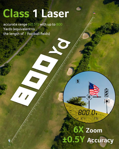 Acer Golf Rangefinder with Slope - 800Yards Range Finder for Hunting, 6X Magnification with Flag Pole Locking Vibration, Rechargeable Battery with Magnet Stripe Golf Accessories for Men, Gifts