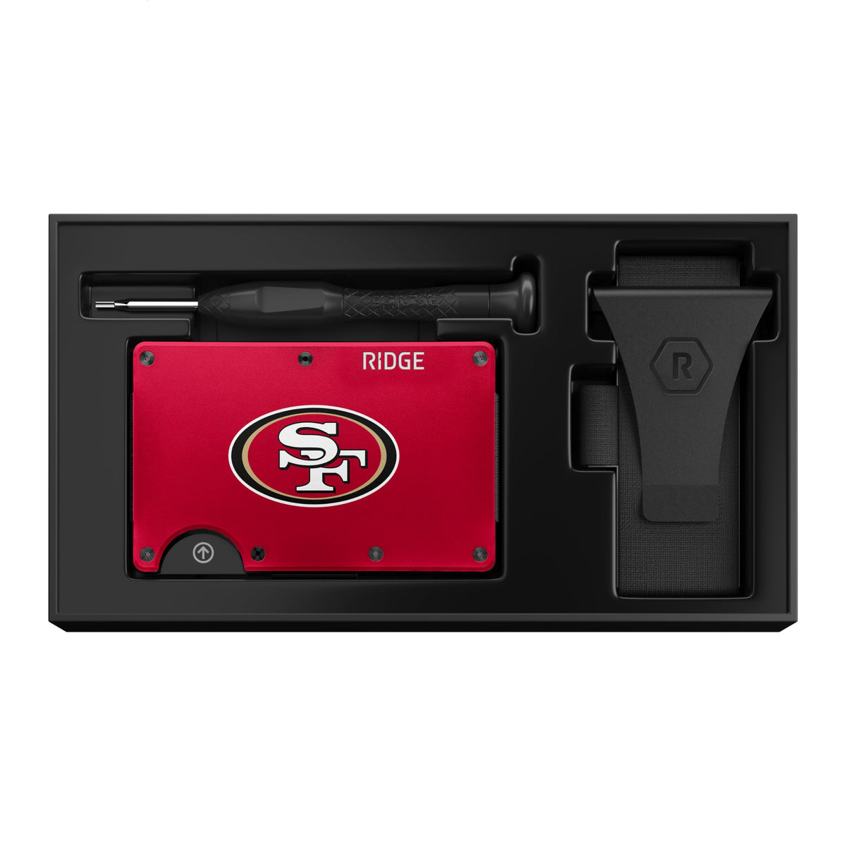The Ridge NFL Wallet - San Francisco 49ers - Slim Wallet, Card Holder, Carry up to 12 Cards RFID Safe, Blocks Chip Readers, Minimalist Wallet With Cash Strap & Extra Money Clip