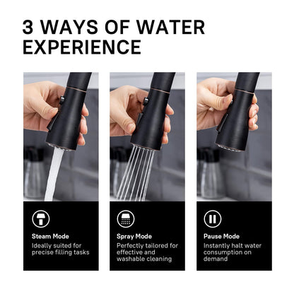 WEWE Kitchen faucets with Pull Down Sprayer, Farmhouse Kitchen Faucet Oil Rubbed Bronze Commercial Modern high arc Stainless Steel Single Handle Single Hole for Utility rv Laundry Sinks