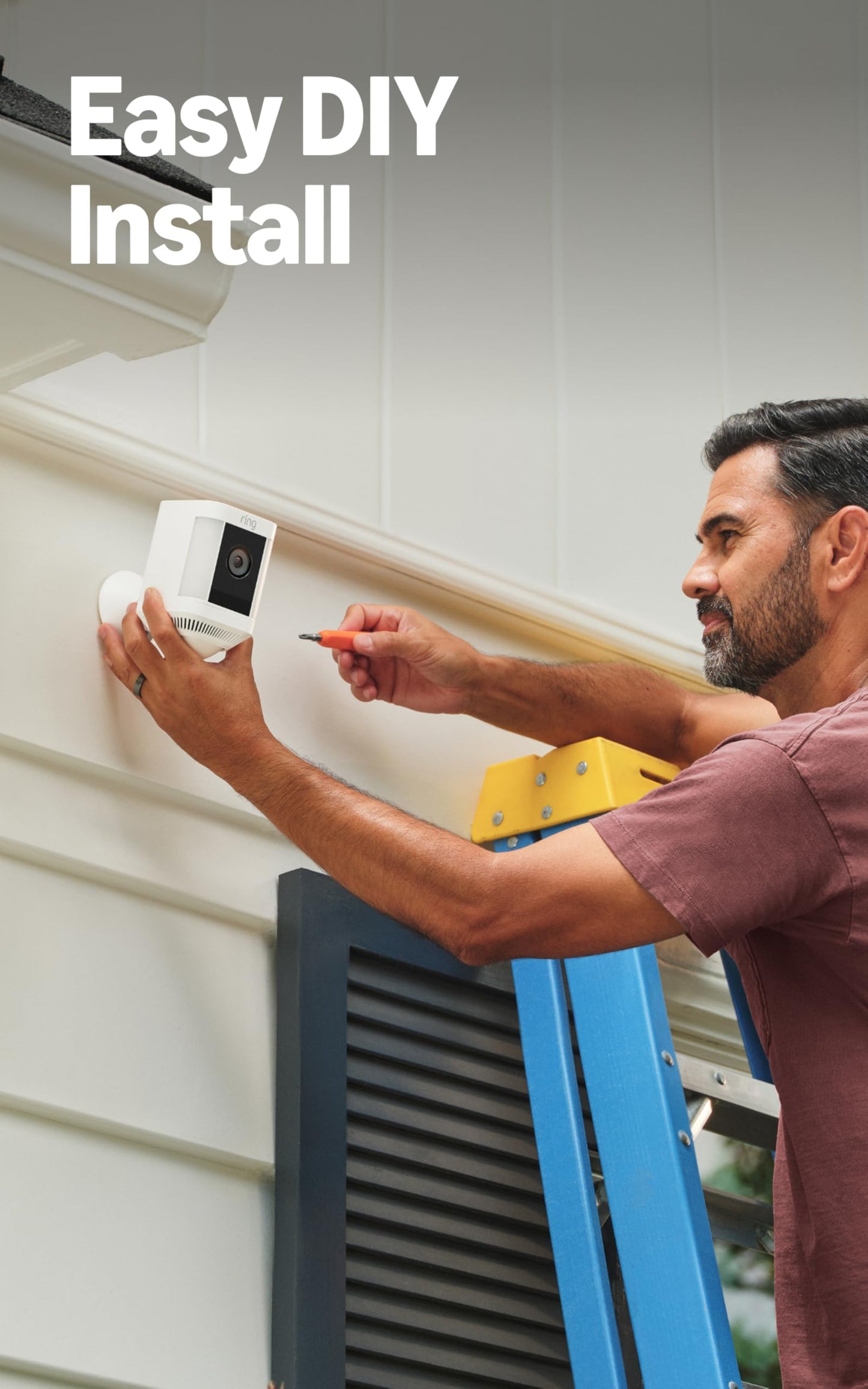 Ring Spotlight Cam Plus, Solar | Two-Way Talk, Color Night Vision, and Security Siren (2022 release) - White