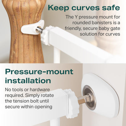 Cumbor 29.7-46" Baby Gate for Stairs, Toddler Safety Essentials for The House, Auto Close Dog Gate for Doorways, Mom's Choice Awards Winner-Easy Install Pressure Mounted Pet Gates for Dogs, White