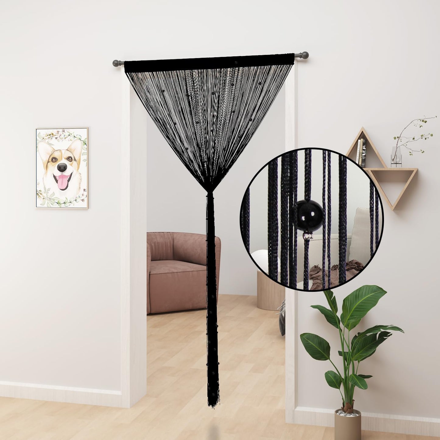 YIIBAII Beaded Curtain Beaded Curtains for Doorways Crystals Suitable for Interior Hanging Decoration and Partitions Closet Curtains (39"x79", Black)