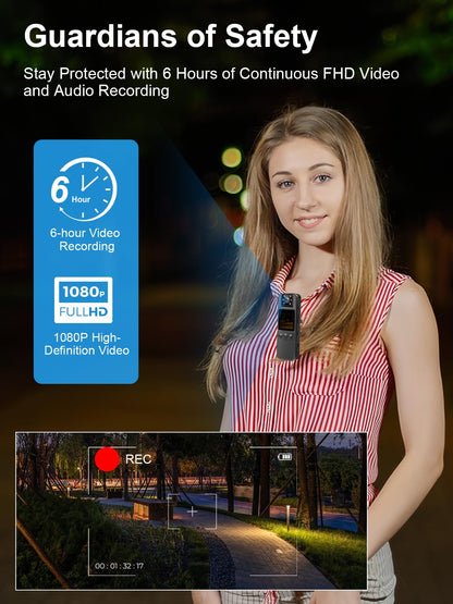 SPIKECAM Computer-Free Body Cameras with Audio and Video Recording, 6 Hrs 1080P Personal Small Bodycam with Photo, Night Vision, SOS Sound, Wearable Body Cam for Security, Running, Biking