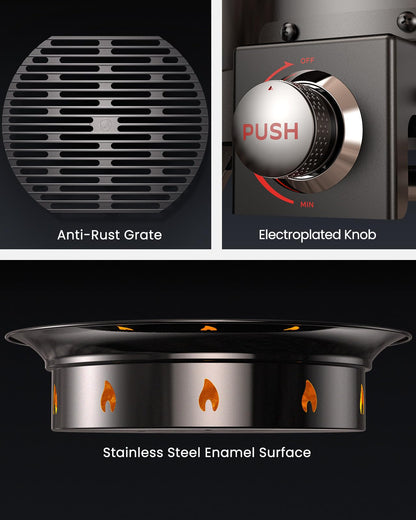 Ciays Large Propane Fire Pit 19 Inch, Gas Fire Pit with Grill Grate, Folding Legs, Hose Hooks, Propane Tank Holder, Cover & Carry Strap, CSA Certified Portable Outdoor Fire Pit for Camping, 58,000 BTU